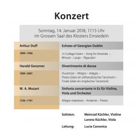 Das Programm unseres Winterkonzerts vom Sonntag, 14. Januar 2018 (17.15 Uhr)