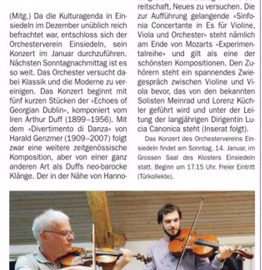 Zeitungsvorschau zum Konzert vom 14. Januar 2018